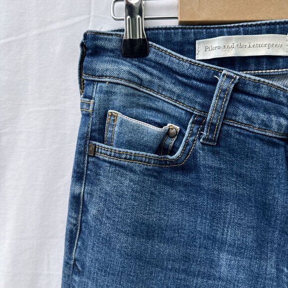 Pilcro & The Letterpress Parallel Cuffed Hem Slim Straight Denim Jeans Women 27 - Picture 8 of 14